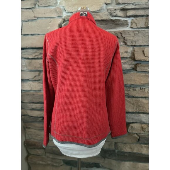 Storm Creek Women’s Maverick Quarter Zip Pullover Red Gray Waffle Knit Size M - Picture 4 of 11